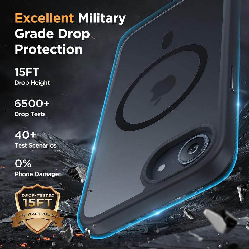 Miracase for iPhone 16e Case for MagSafe [with 2×9H+ Screen Protectors] TOP Military-Grade Protection Shockproof Scratch-Resistant with Velvet Touch for iPhone 16e Phone Case 6.1" Matte-Black - Image 5